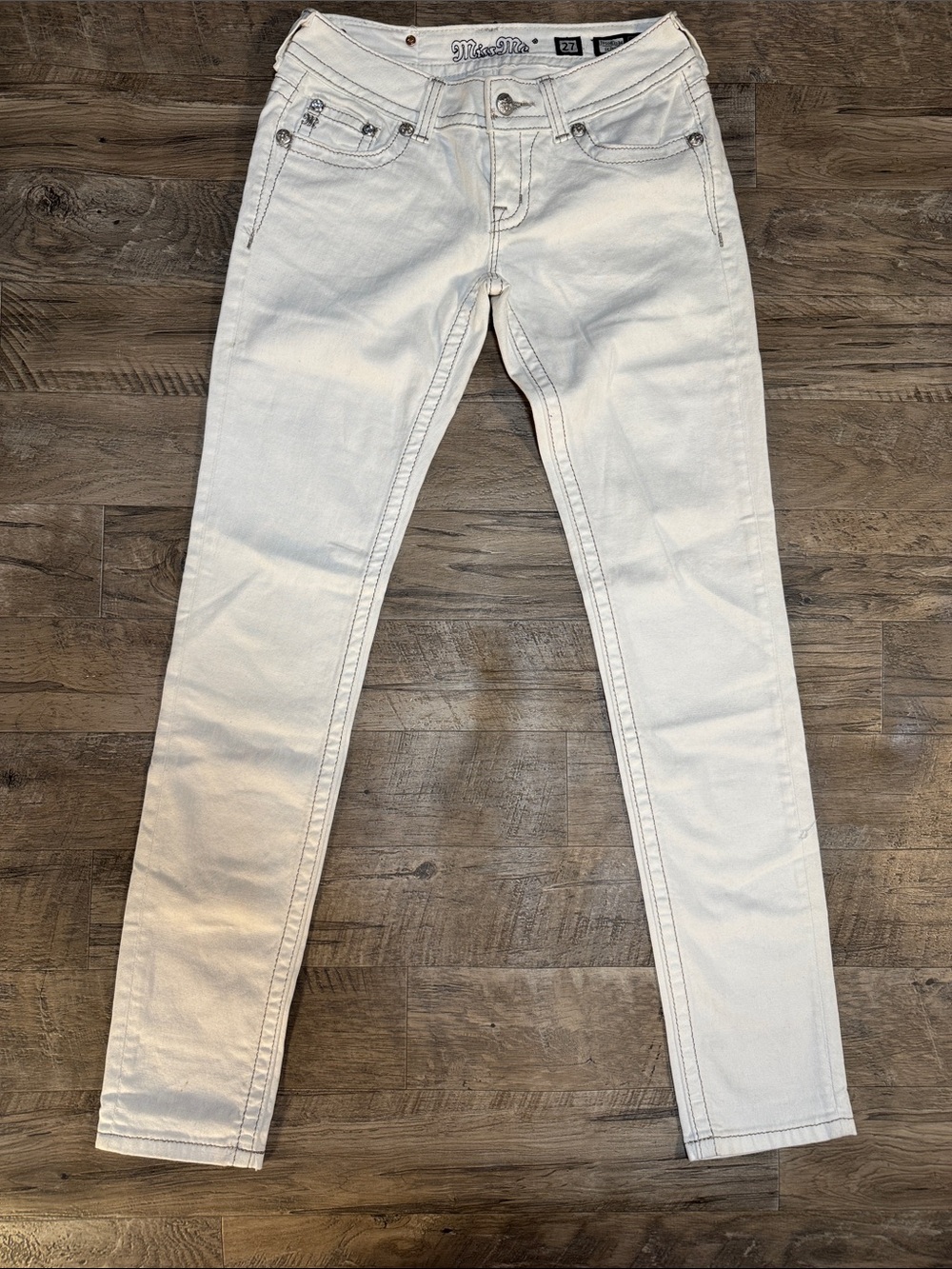Vintage Miss Me White Skinny Jeans w/Wing Detailing - Size 27